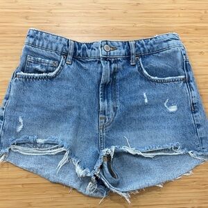 Zara Blue Distressed Jean Shorts